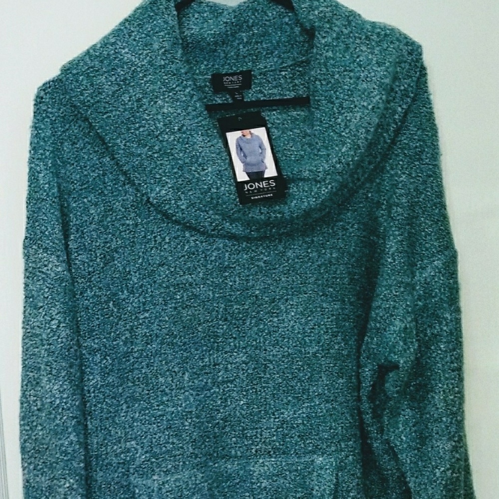 Jones New York Green Marled LS Sweater NWT
