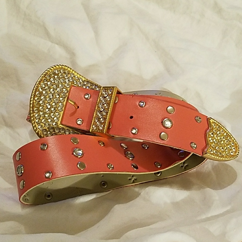 Salmon belt with synthetic diamont size 12 woman's