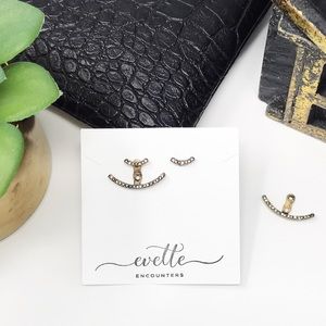 | 2in1 ANTIQUED GOLD CRESCENT EARJACKET |