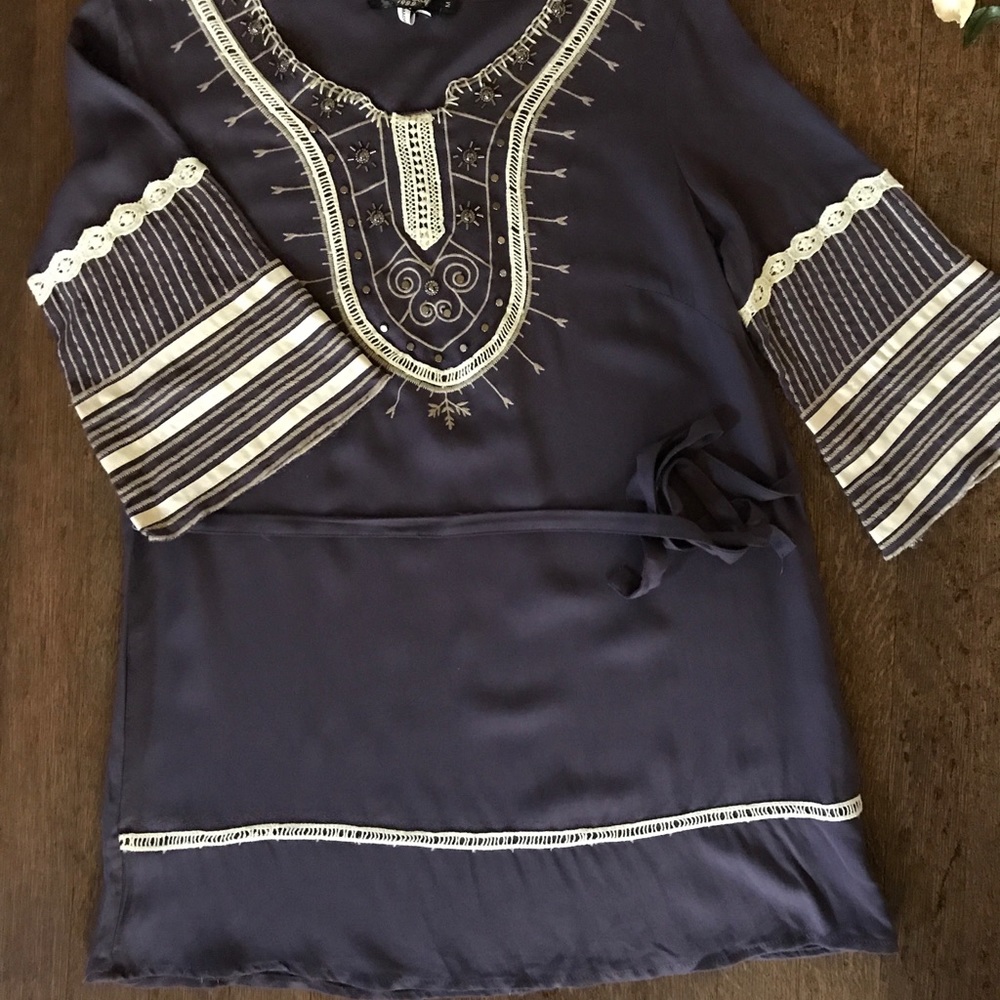 Long blouse gray color comfy fit