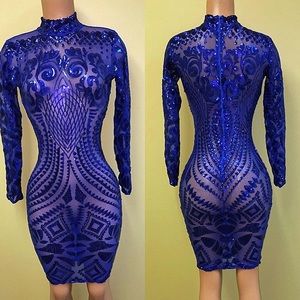 Sequin blue see through dress