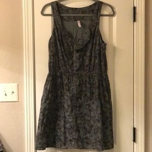 Blue grey sleeveless floral mini dress
