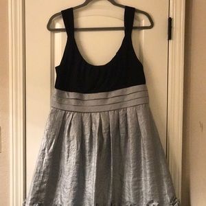 Black and metallic frosted blue party dress