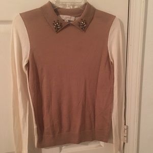 Ann Taylor Loft tan and cream sweater. Small.