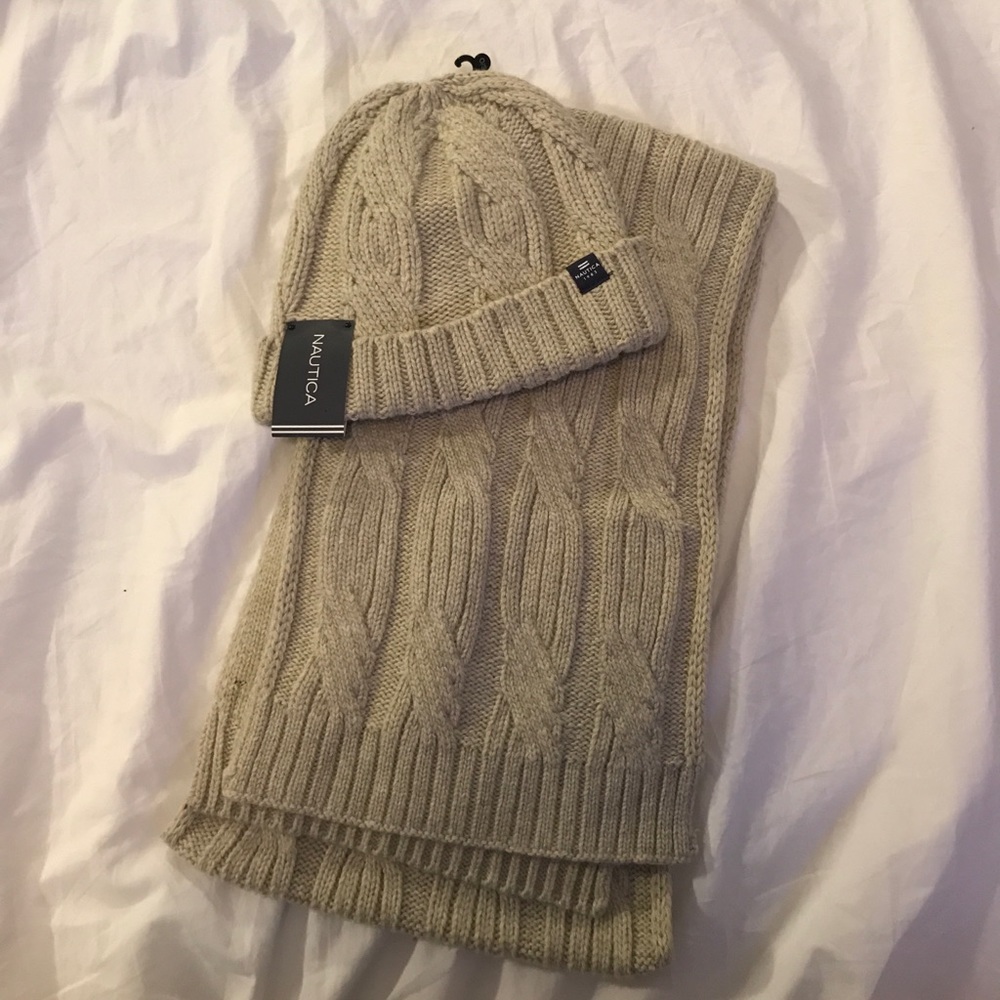 Cable Knit Nautica matching Hat and Scarf