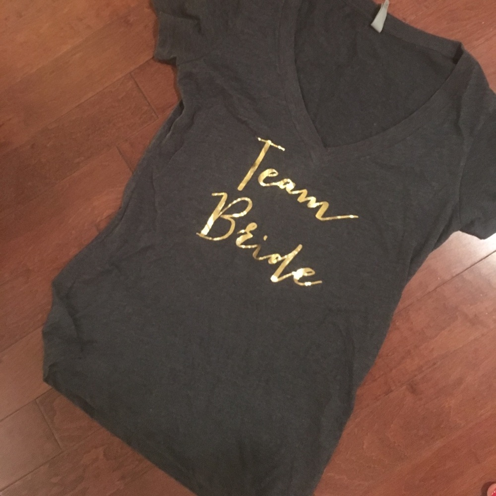 Team bride bachelorette party shirt v-neck cursive