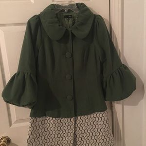 Green and white lace pea coat. Size M. Gorgeous!