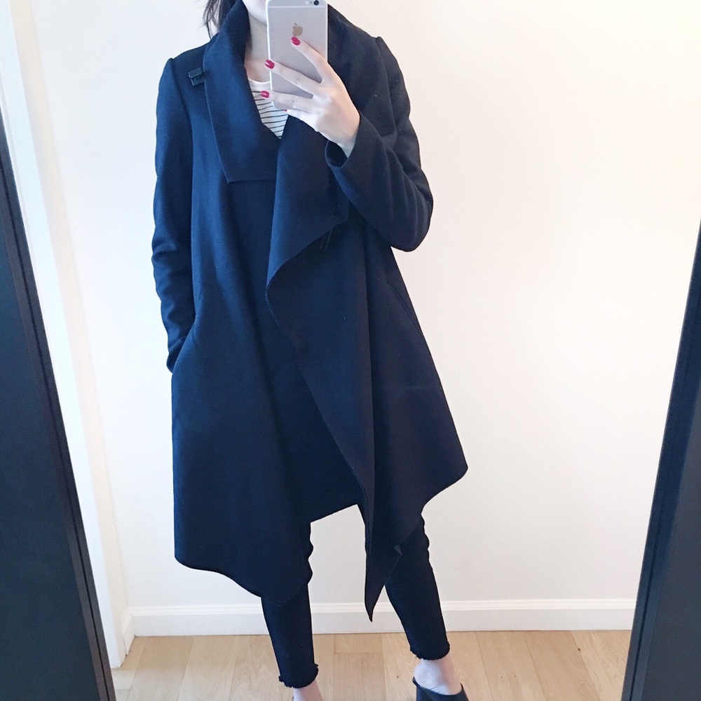 Allsaints black twist collar coat