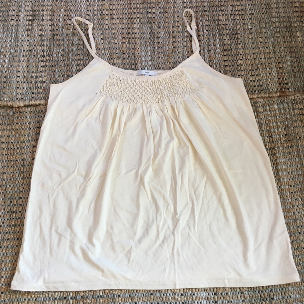 EUC Cream Beaded Smocked Cami