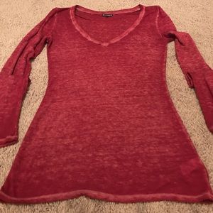 EXPRESS Dark Red Burn Out Top