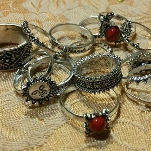 Vintage Inspired Boho Silver Turquoise Rings