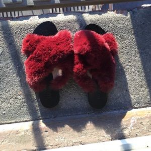 Faux fur slippers!