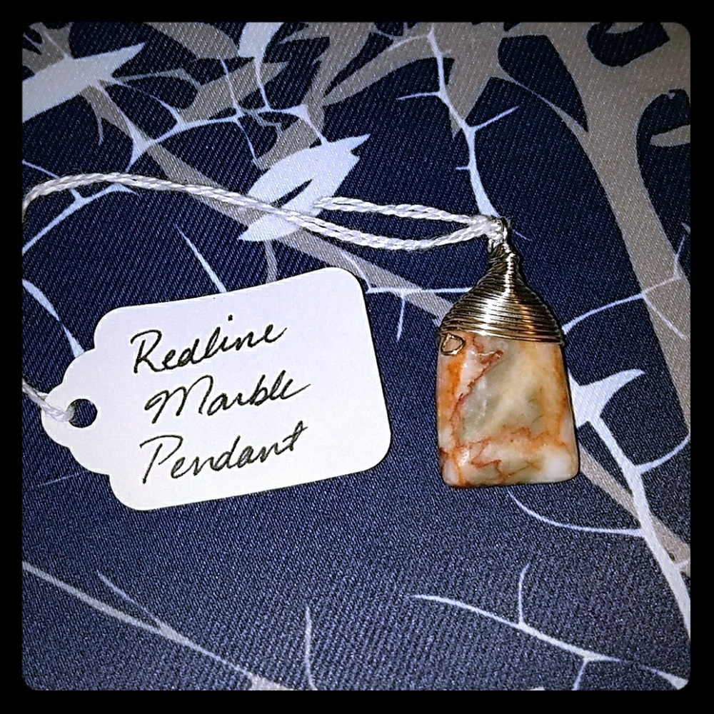 "Madge" Minimalist Red Line Marble Pendant