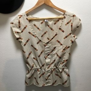 Vintage Inspired Cap-Sleeve Top