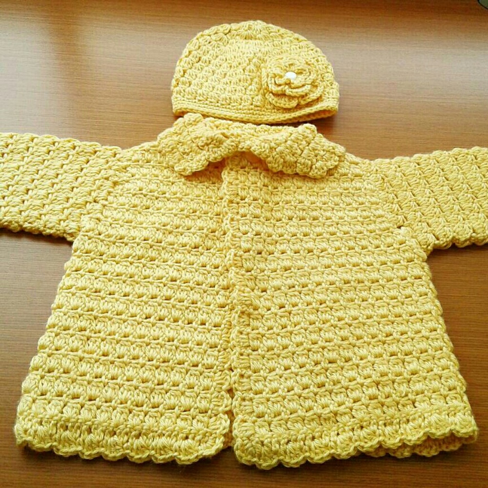 Crochet Baby Sweater and Beanie Set
