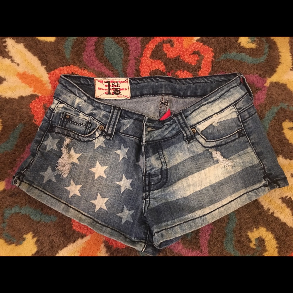 1st Kiss American Flag Jean Shorts