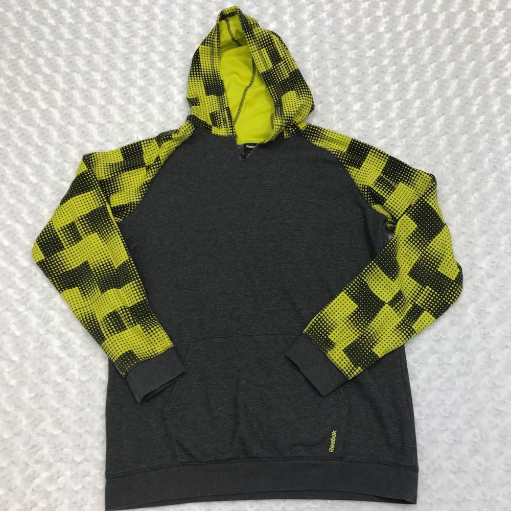 Reebok Pullover Hoodie gray & neon Geometric YXL
