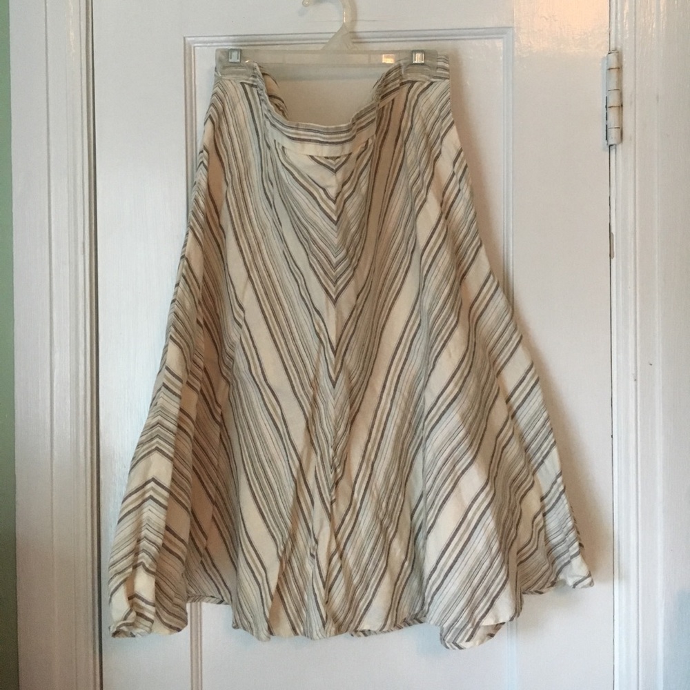 Linen Stripe A-Line Skirt