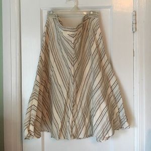 Linen Stripe A-Line Skirt