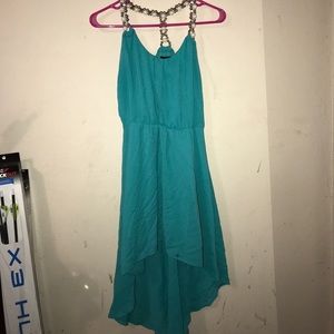 Teal high low dress