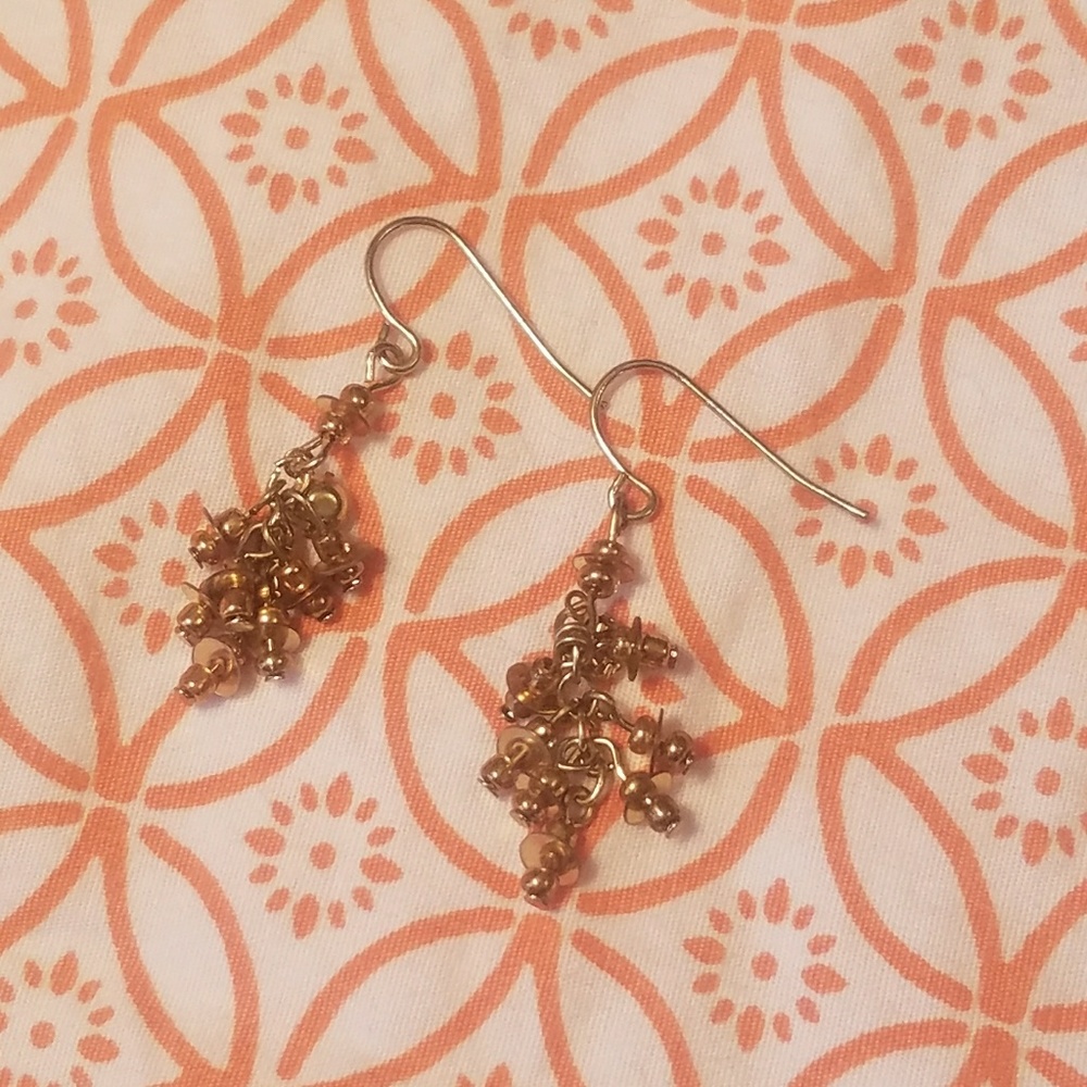 2 Sets 1Gold and 1Brown Sequin Cluster Earrings