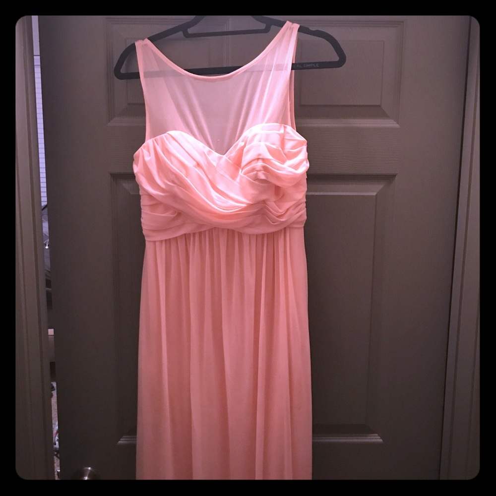 Pink floor length gown. Sweetheart neckline