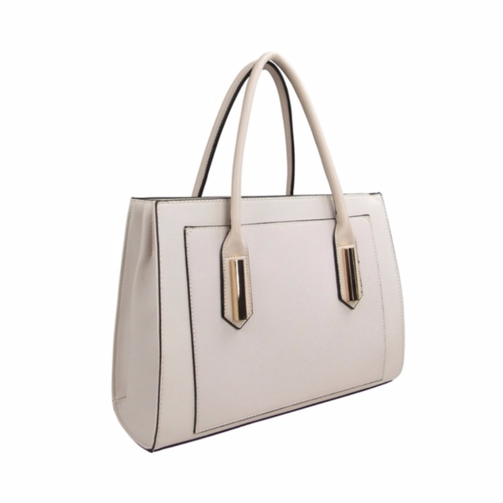 Front Pocket Satchel Handbag (Beige)
