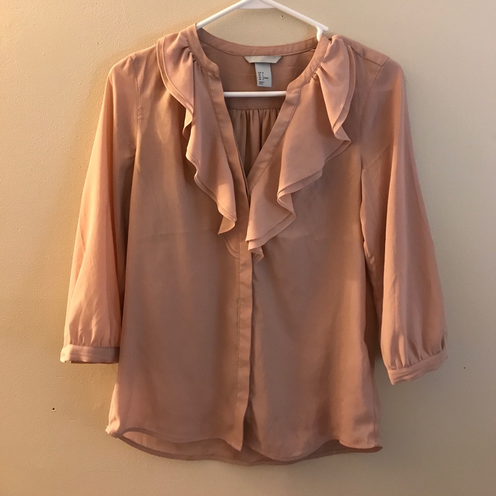 H&m polyester blush ruffle shirt