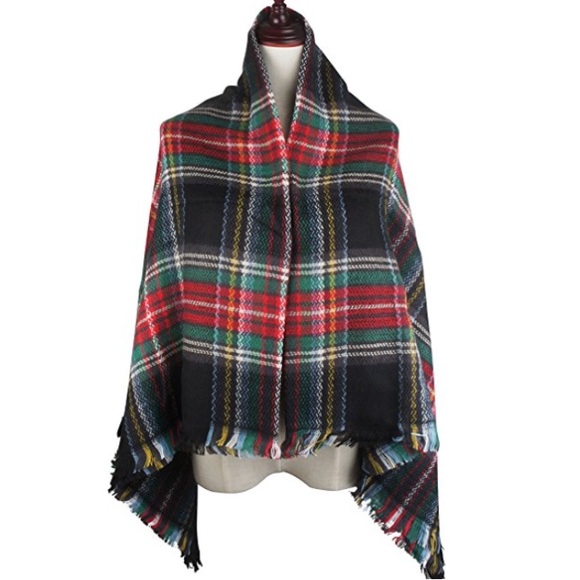 BEST SELLER Blanket Scarf Plaid Christmas Colors - Picture 4 of 7
