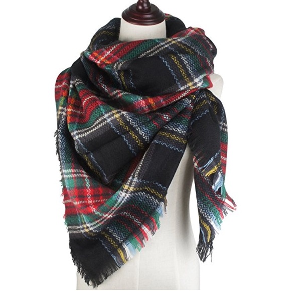 BEST SELLER Blanket Scarf Plaid Christmas Colors - Picture 6 of 7