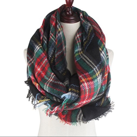 BEST SELLER Blanket Scarf Plaid Christmas Colors - Picture 3 of 7