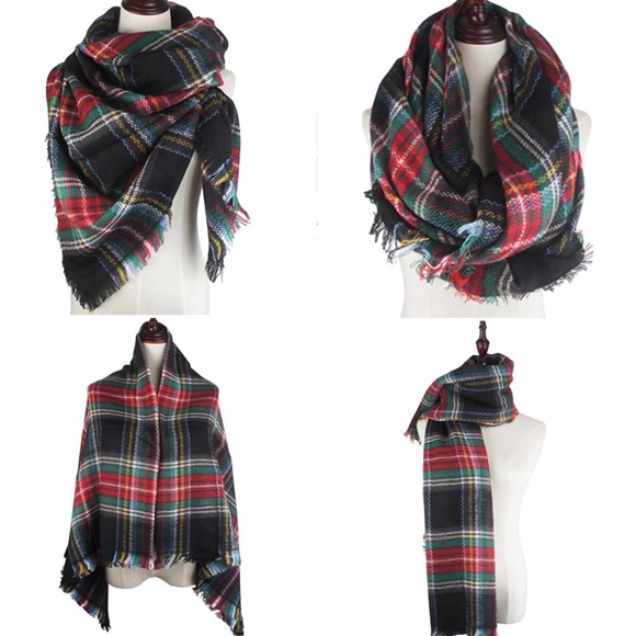 BEST SELLER Blanket Scarf Plaid Christmas Colors - Picture 2 of 7