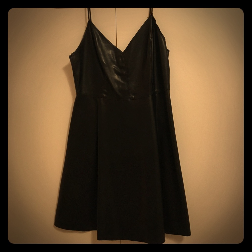 Vegan Leather Skater Dress - Picture 1 of 5