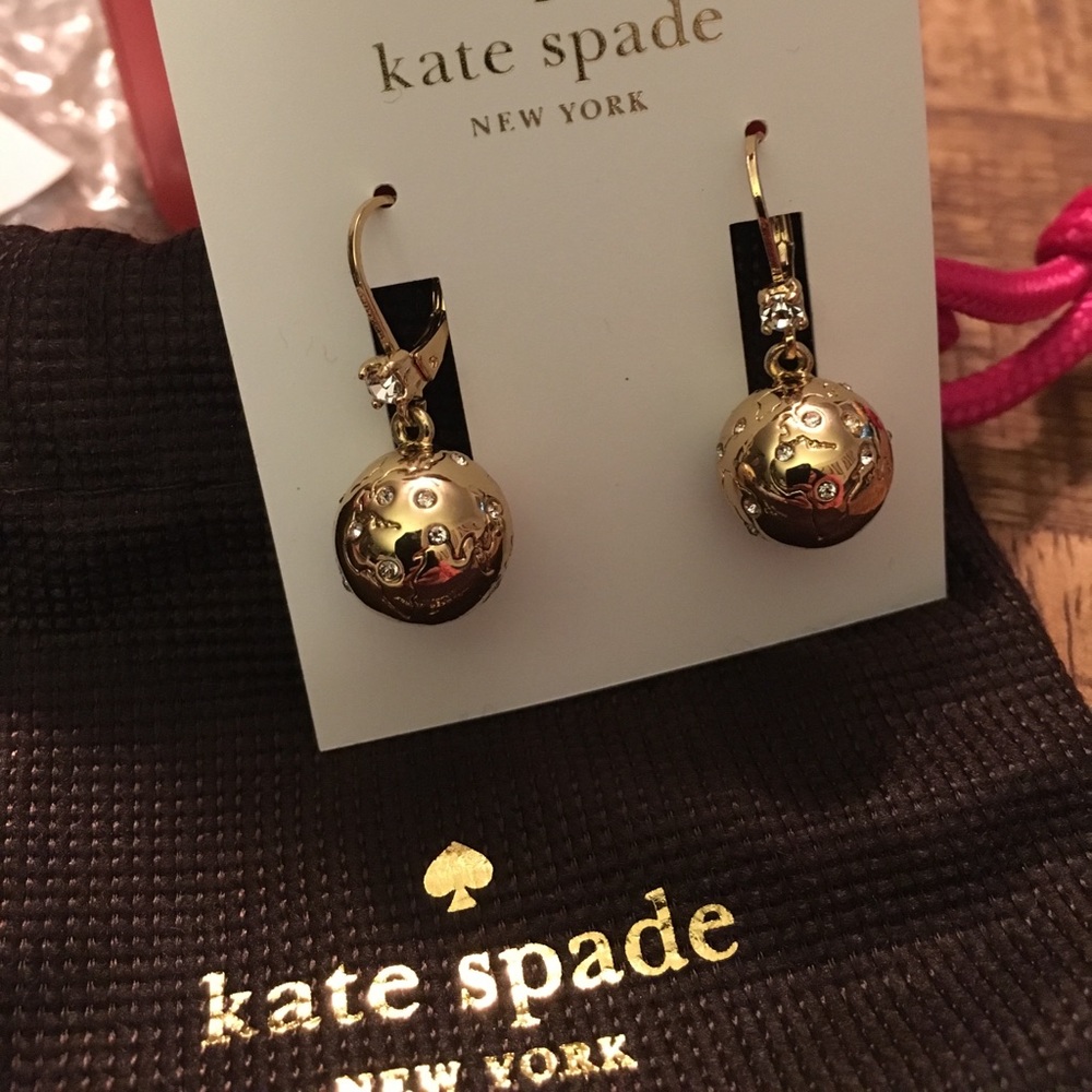 💥SOLD💥Kate Spade Taking Flight Globe Earrings - Picture 1 of 6