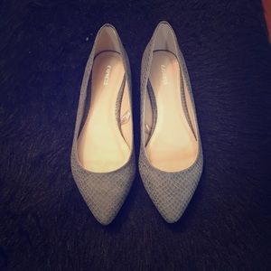 Express Gray Snakeskin Ballet Flats
