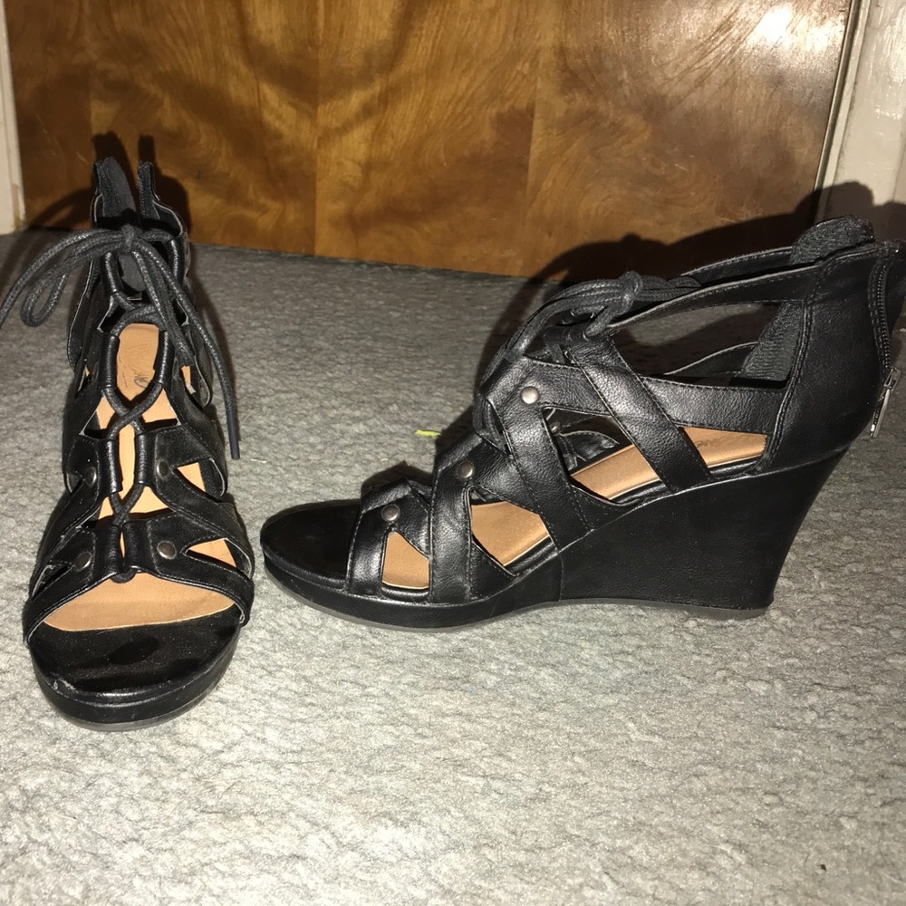 Lace up wedges