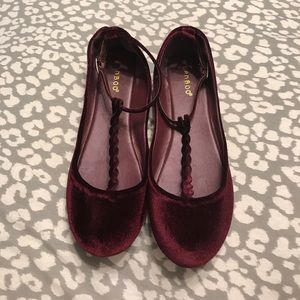 Bamboo Velvet Ballet Flats with Braided Straps