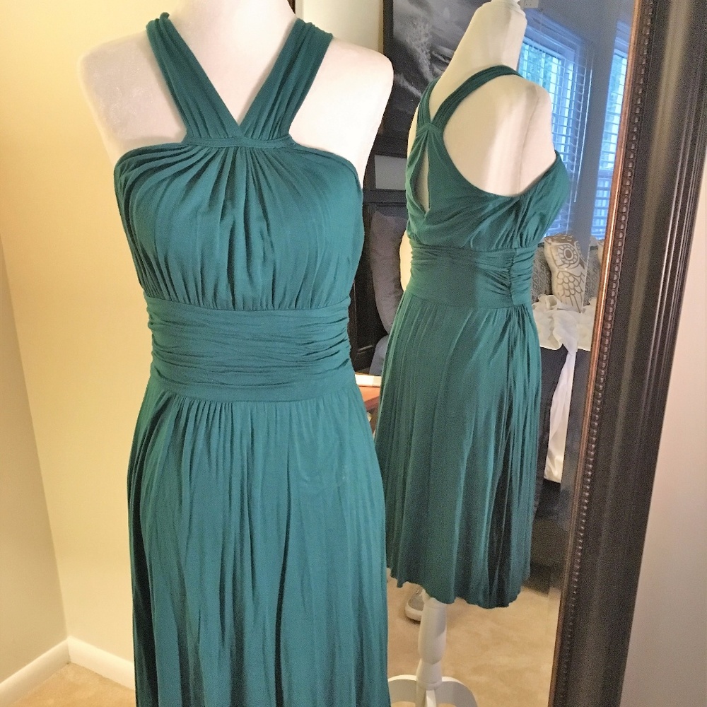 Velvet teal jersey dress S Anthropolgie