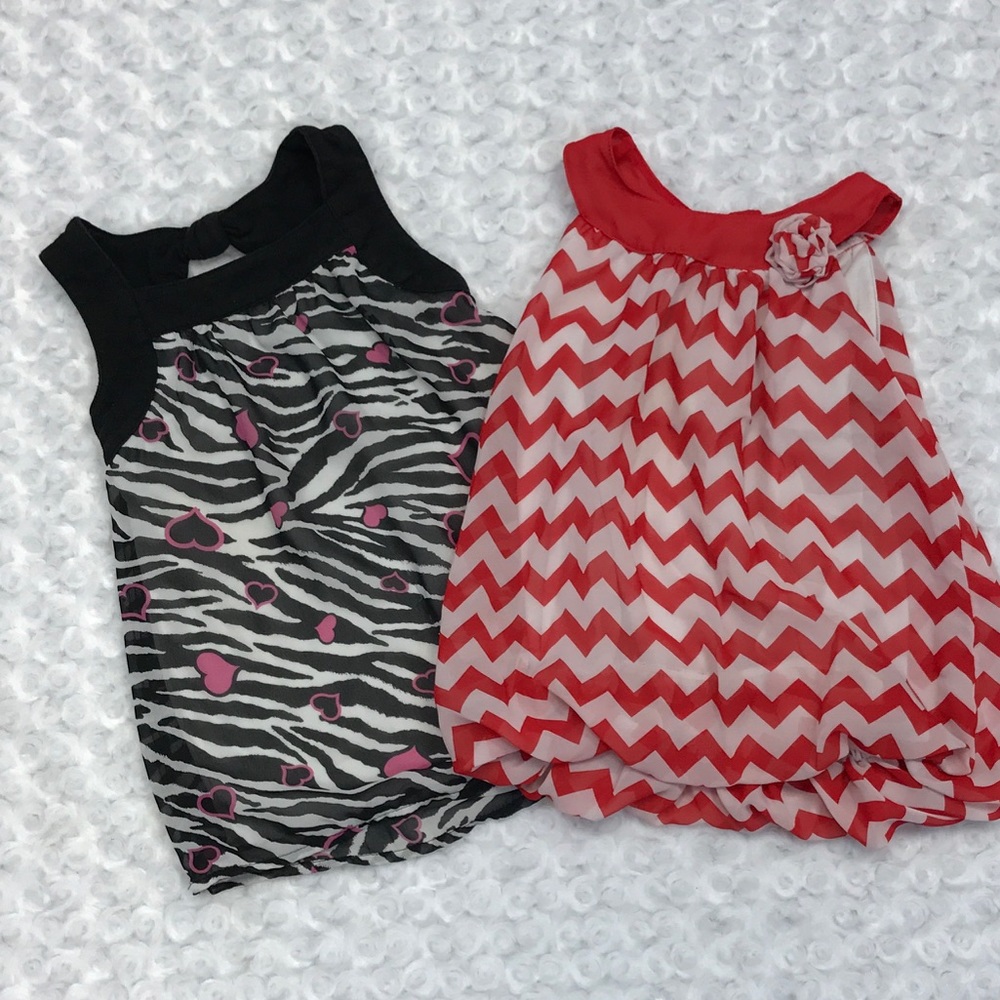 2 Girls Layered Tank Tops size 4T Zebra & Chevron