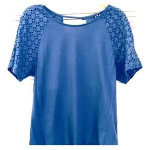 Dark periwinkle lace sleeved t-shirt