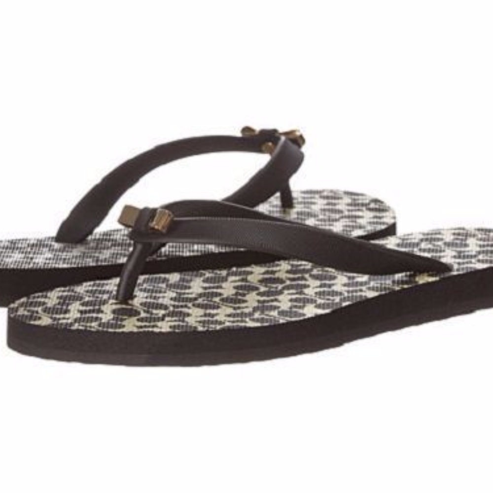 COACH flip flops Black & Milk Sig "C" AMEL Bow