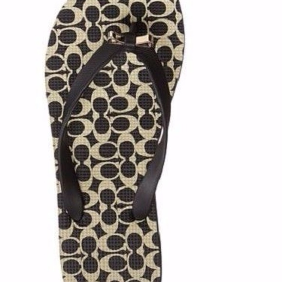 COACH flip flops Black & Milk Sig "C" AMEL Bow - Picture 2 of 4