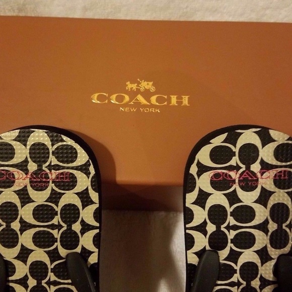 COACH flip flops Black & Milk Sig "C" AMEL Bow - Picture 3 of 4