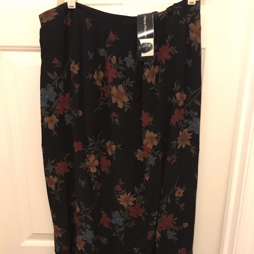 Rena Rowan Maxi Skirt NWT Black w/ Floral Design