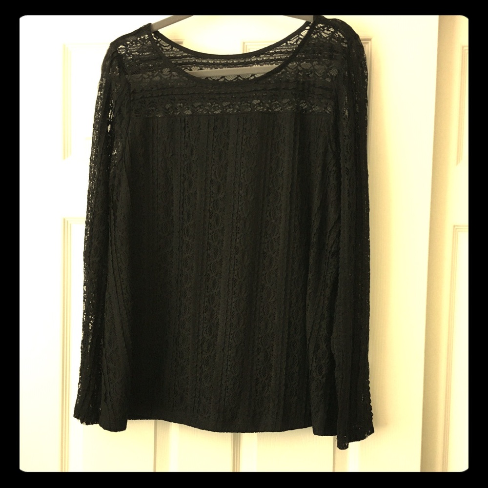 NWOT Lane Bryant lace detail long sleeve shirt