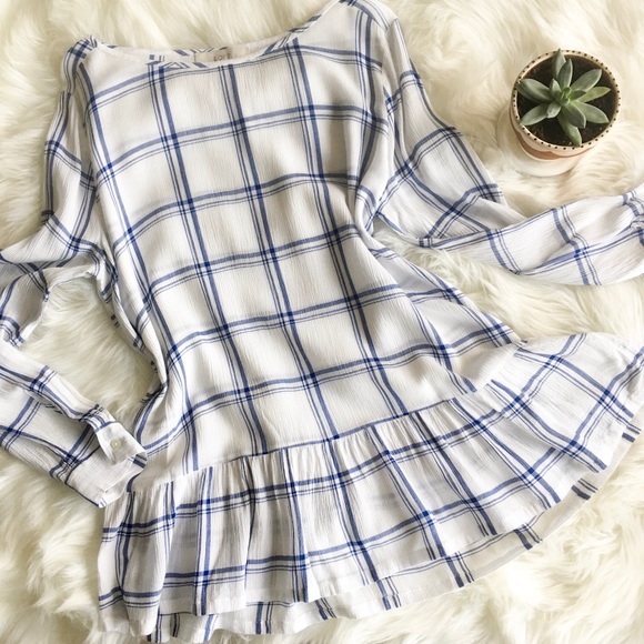 Loft Plaid Peplum Tunic - Picture 2 of 7