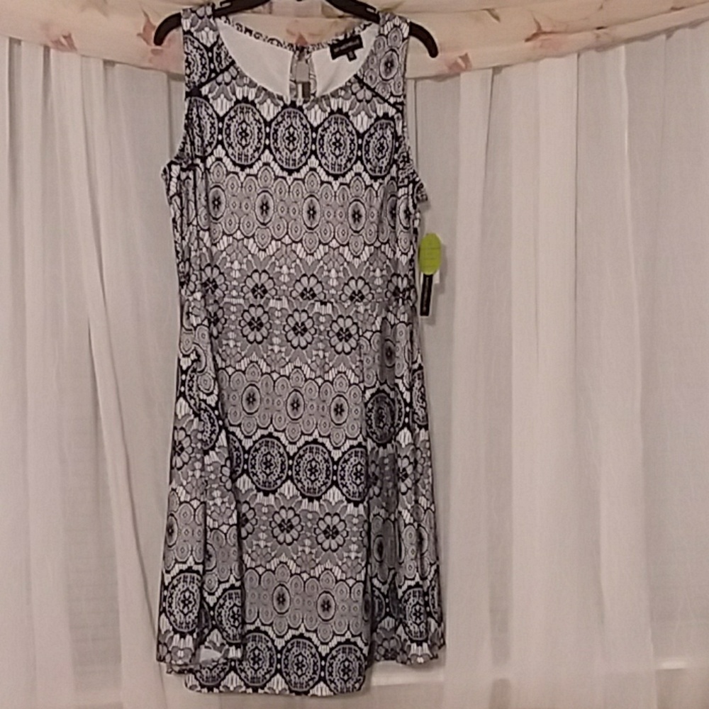 Navy Blue Lace Overlay Dress