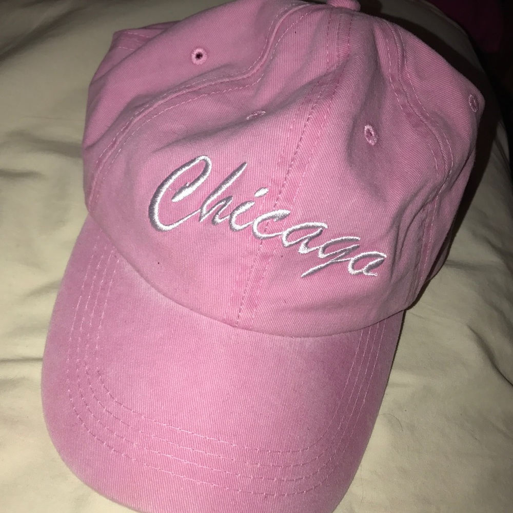 Pink chicago dad hat