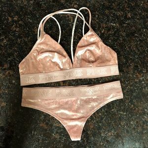 PINK velvet bra & panty set