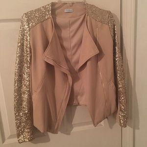 Tan and sequin blazer. Size small. Toni brand.